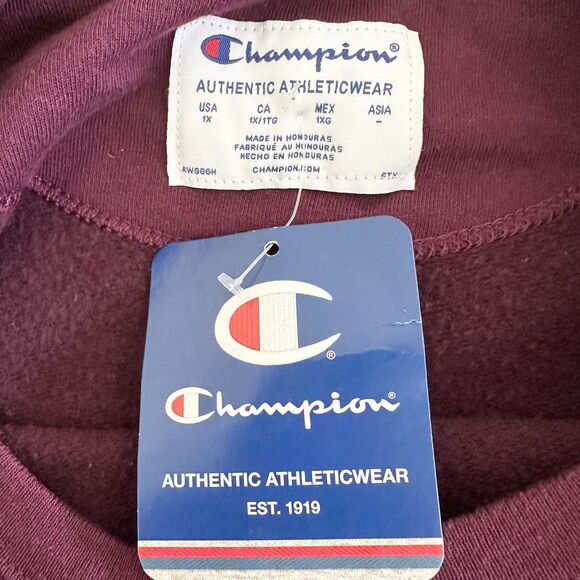 NWT Champion Sweatshirt Womens Size XL Maroon Crewneck Pullover Pink Logo - Picture 6 of 10